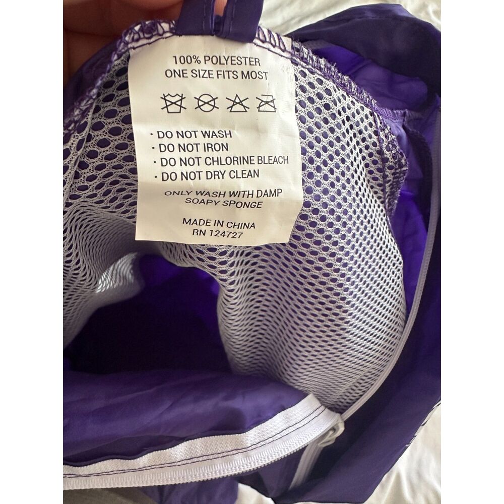 Purple Hooded Windbreaker Rain Jacket Full Zip One Size Lightweight - Picture 6 of 6
